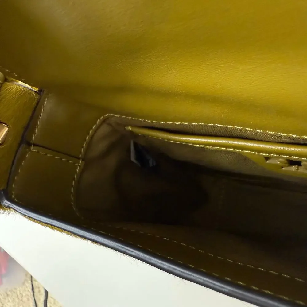 Tory Burch Sawyer Calf Hair Mini Shoulder Bag in Olive Green